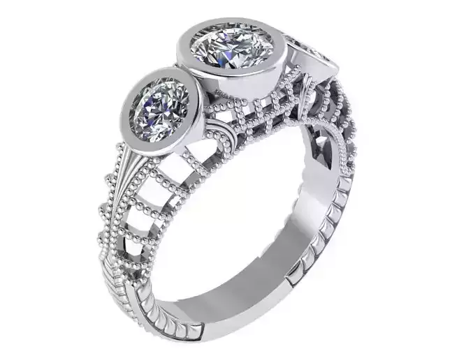 3-Stone Openwork Ring 0992