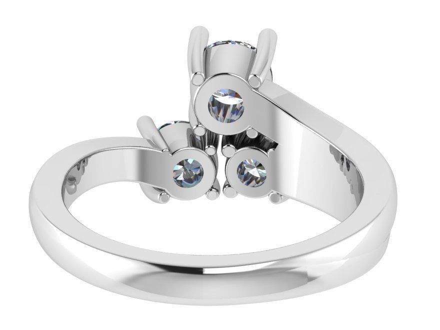 3-Stone Round Diamond Ring 0995 3D print model_3