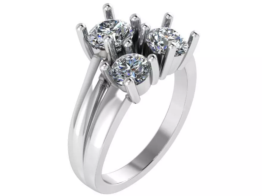 3-Stone Round Diamond Ring 0995 3D print model_0