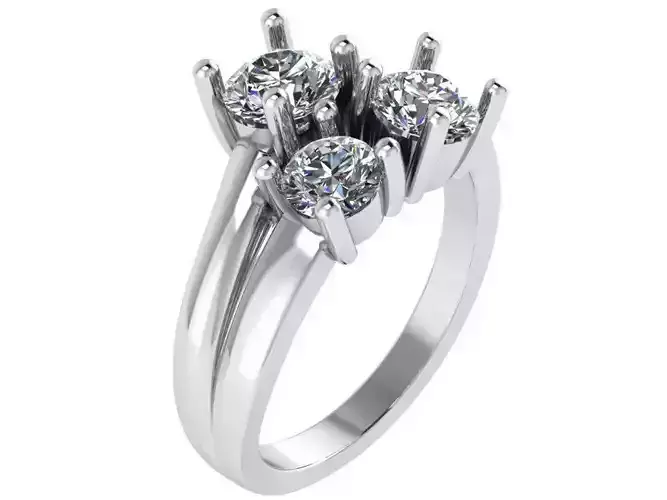 3-Stone Round Diamond Ring 0995