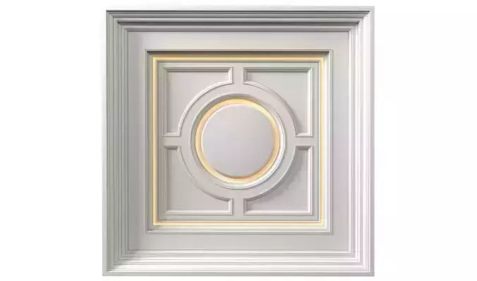 Square coffered ceiling with backlight in Art Deco style 3D model