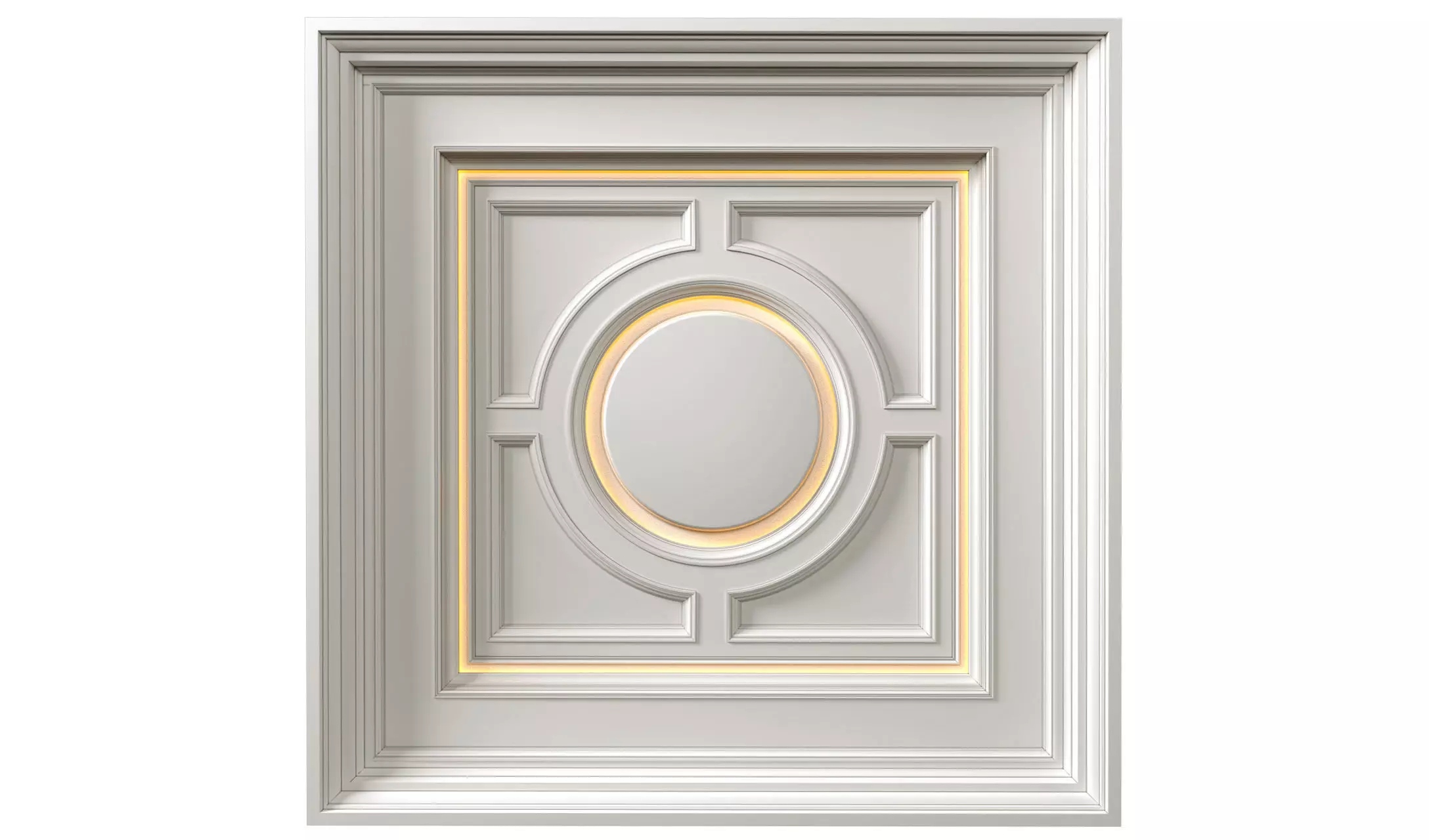 Square coffered ceiling with backlight in Art Deco style 3D model_0