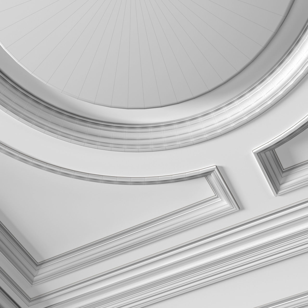 Square coffered ceiling with backlight in Art Deco style 3D model_4