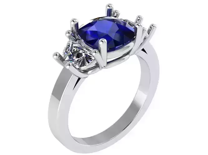 3-Stone Cushion Cut Ring 1000