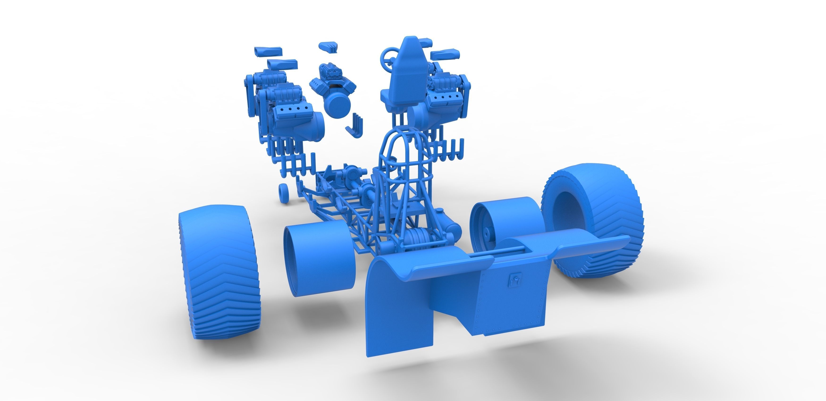 Pulling tractor 5 engines V8 Version 2 Scale 1 to 25 3D print model_35