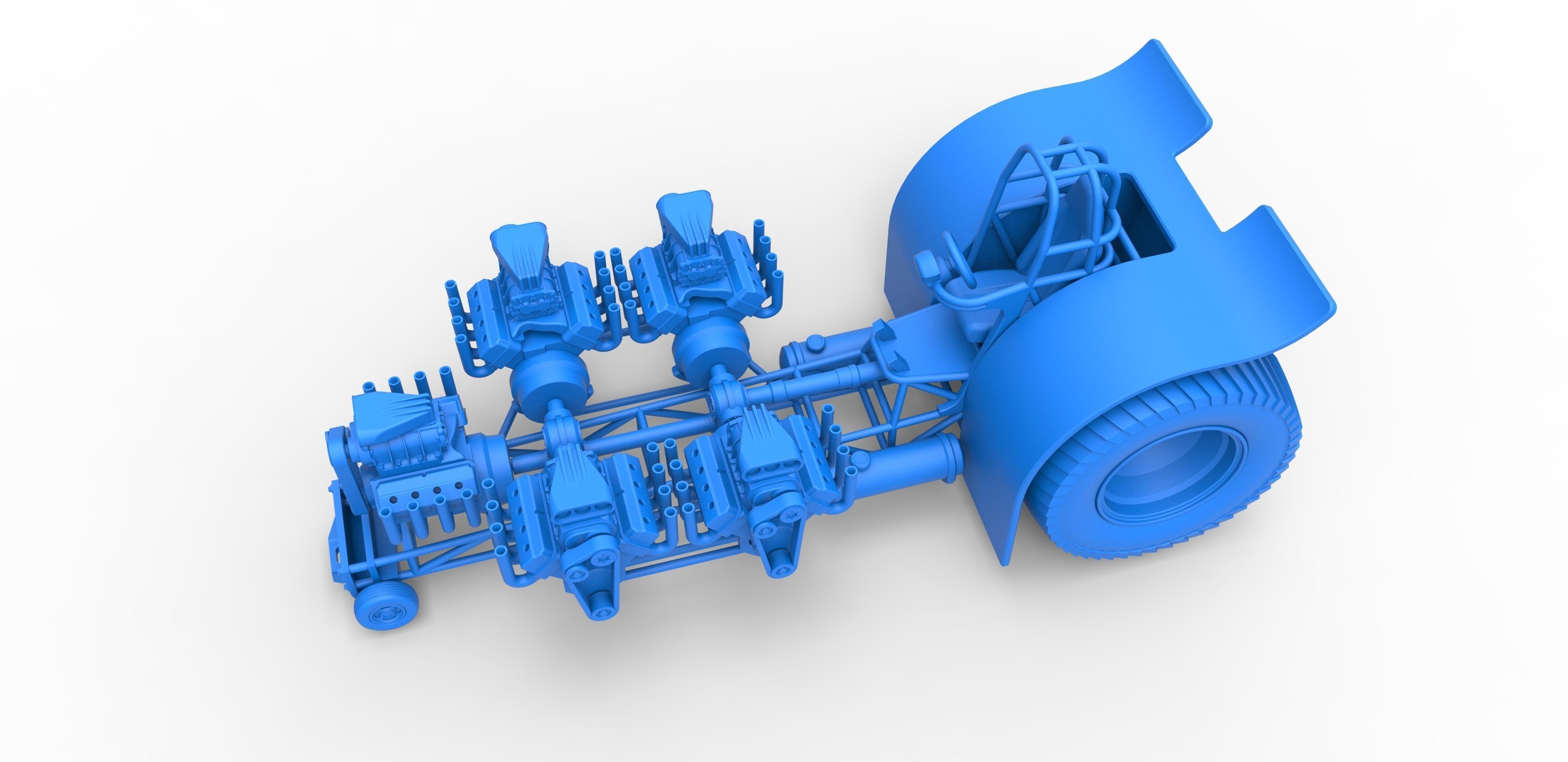 Pulling tractor 5 engines V8 Version 2 Scale 1 to 25 3D print model_17