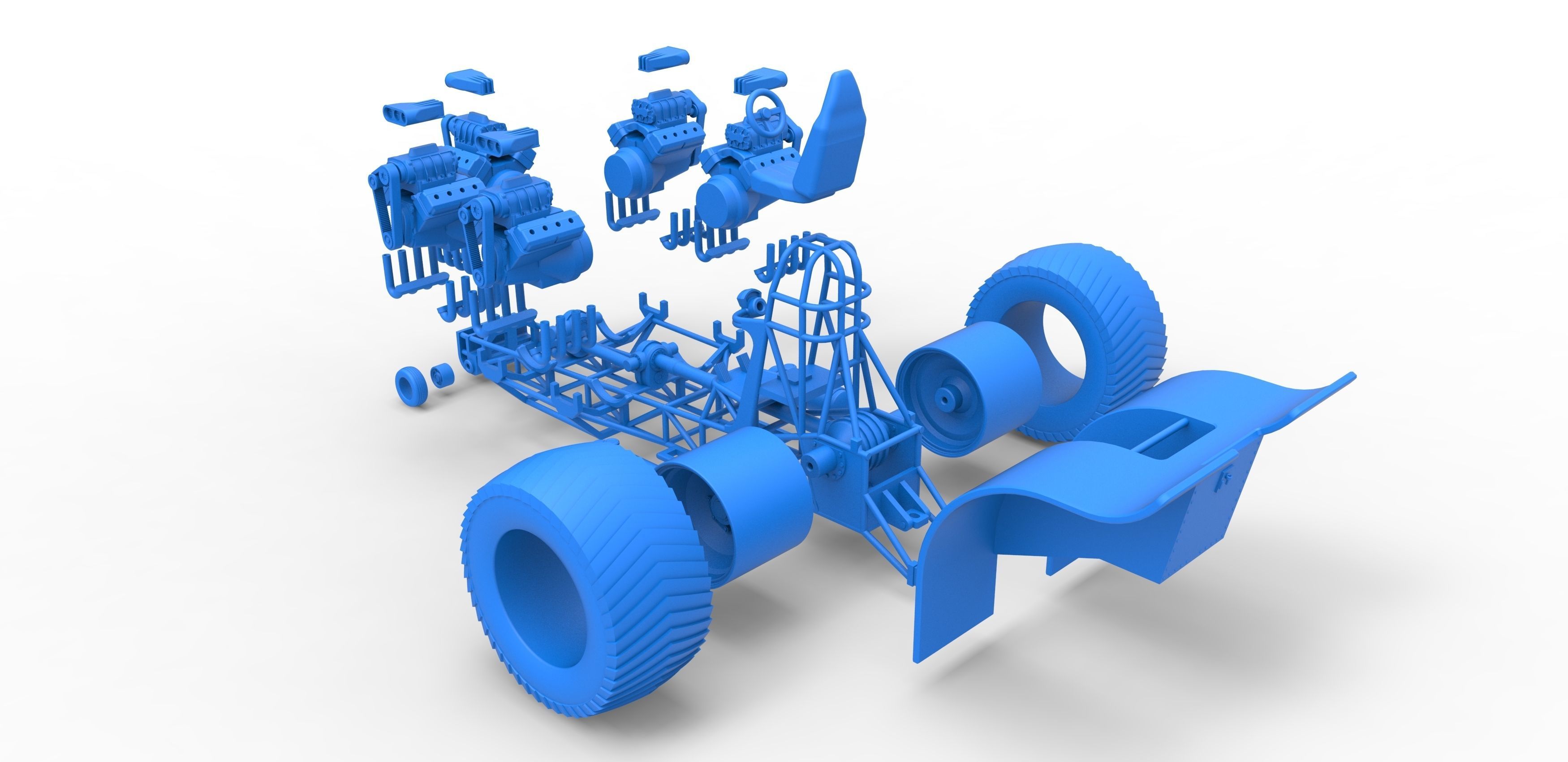 Pulling tractor 5 engines V8 Version 2 Scale 1 to 25 3D print model_34