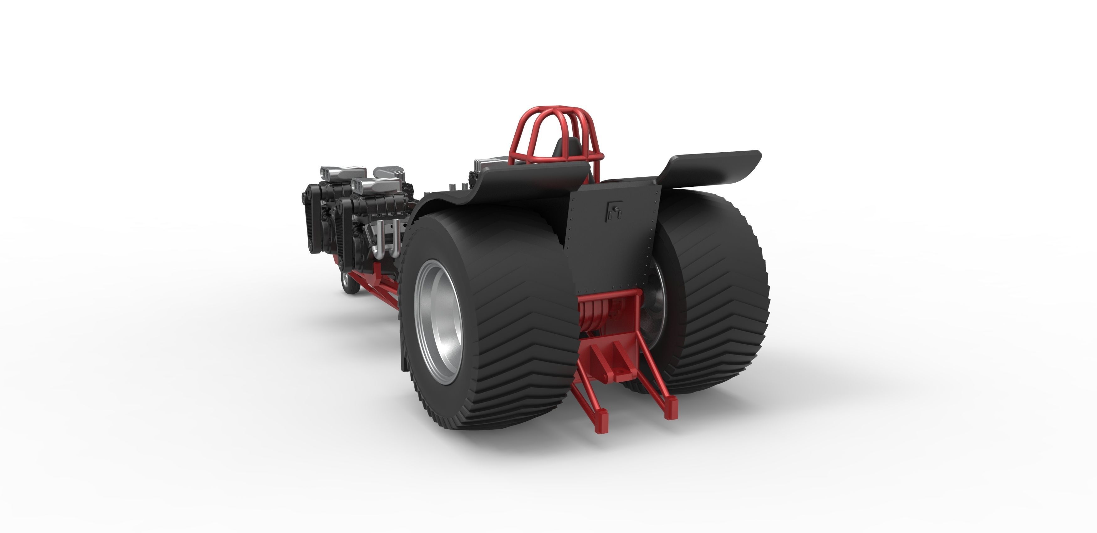 Pulling tractor 5 engines V8 Version 2 Scale 1 to 25 3D print model_12
