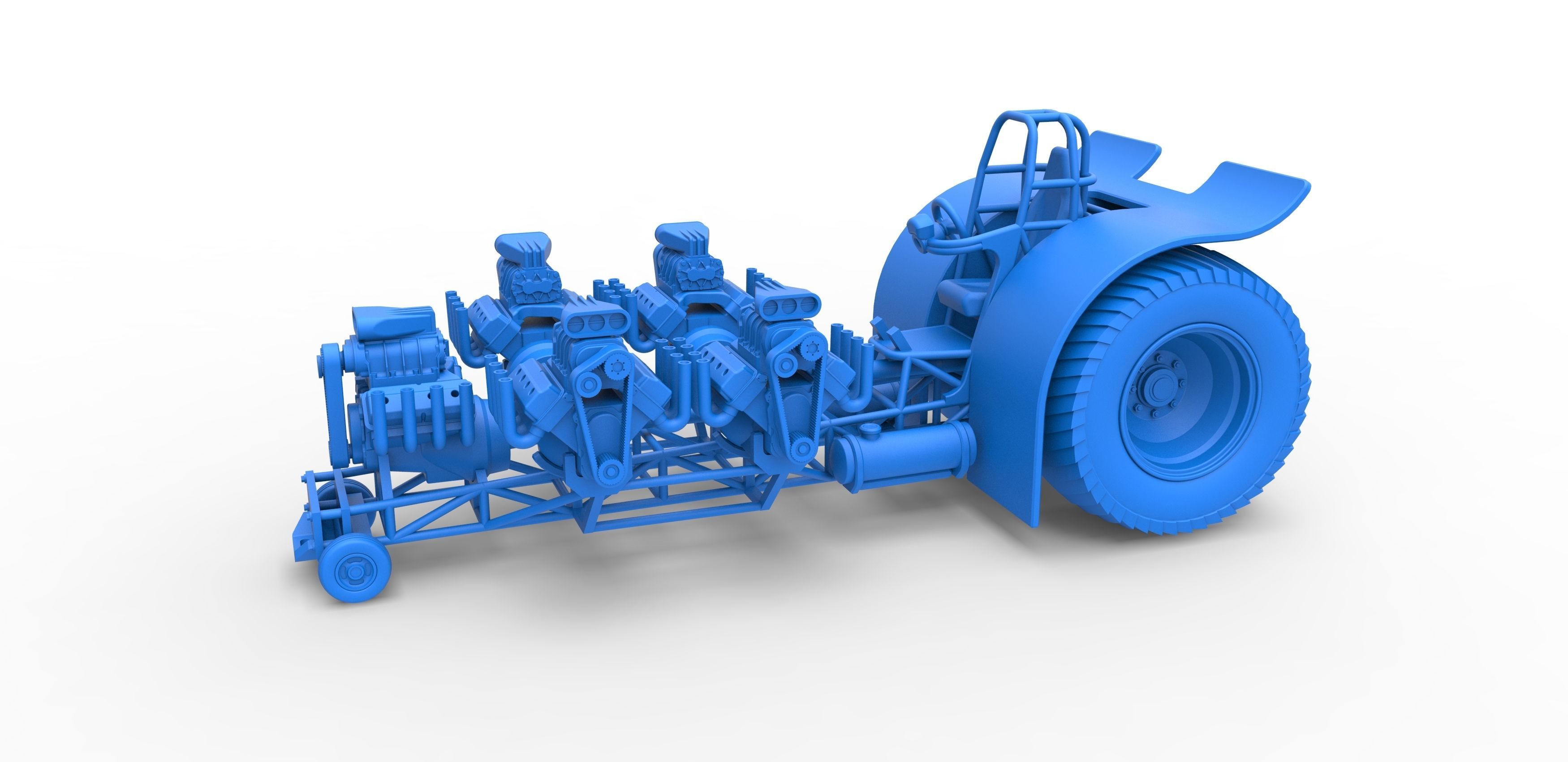 Pulling tractor 5 engines V8 Version 2 Scale 1 to 25 3D print model_15