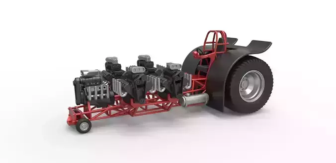 Pulling tractor 5 engines V8 Version 2 Scale 1 to 25