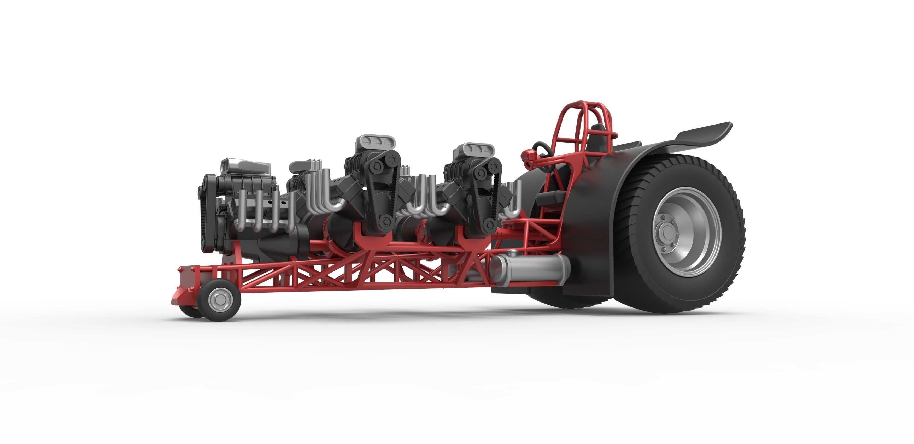 Pulling tractor 5 engines V8 Version 2 Scale 1 to 25 3D print model_2
