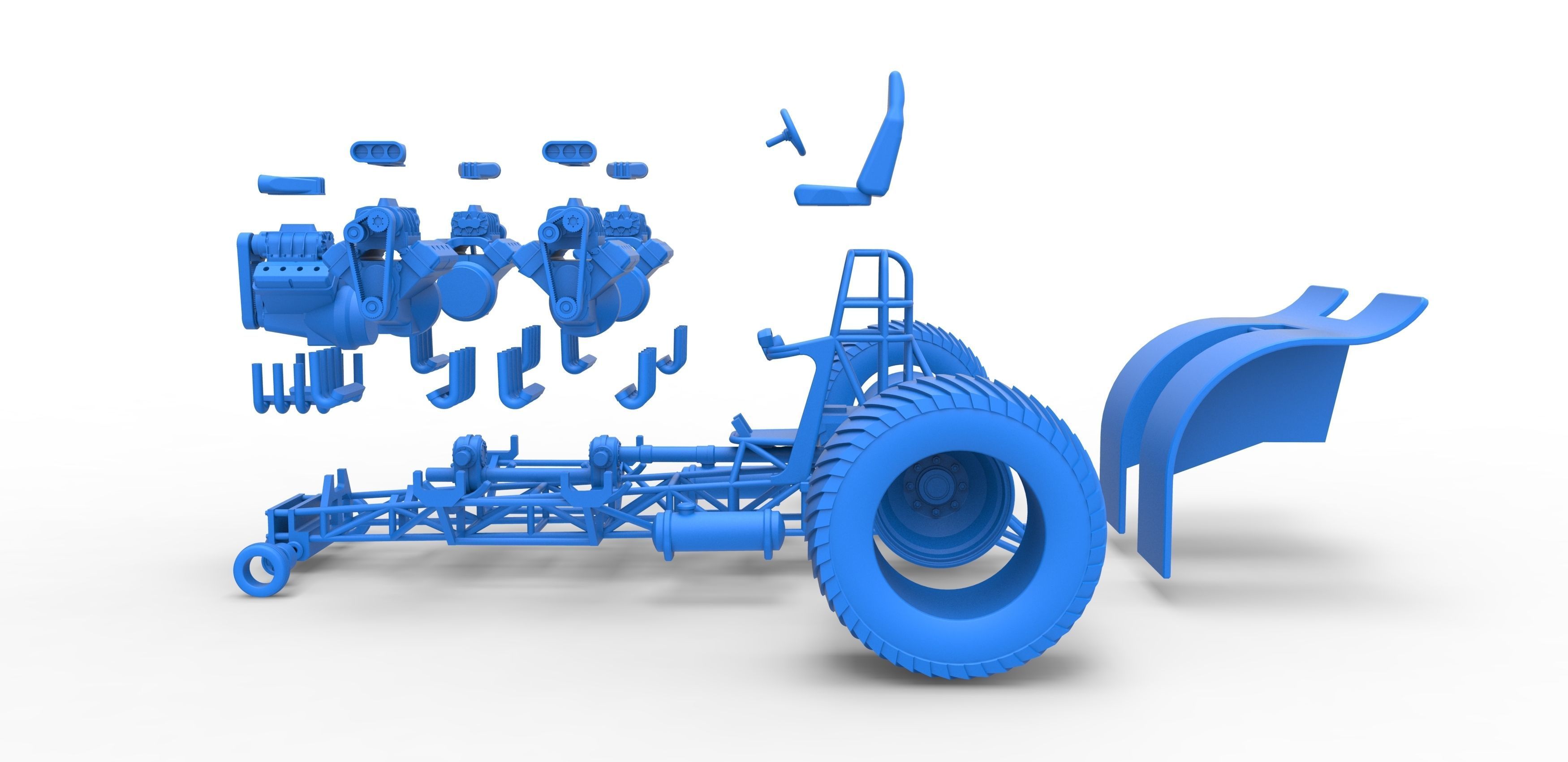 Pulling tractor 5 engines V8 Version 2 Scale 1 to 25 3D print model_32