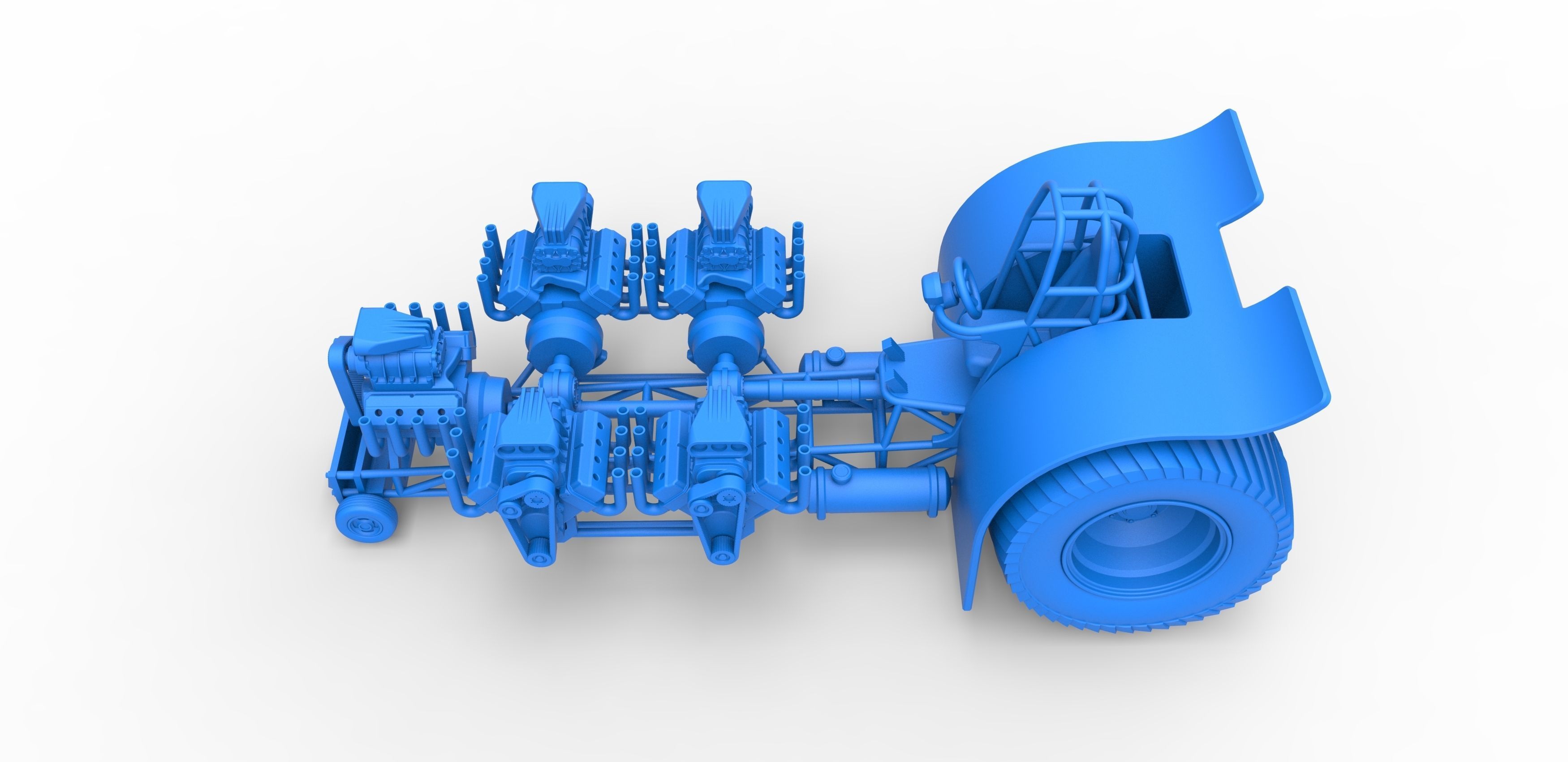 Pulling tractor 5 engines V8 Version 2 Scale 1 to 25 3D print model_23