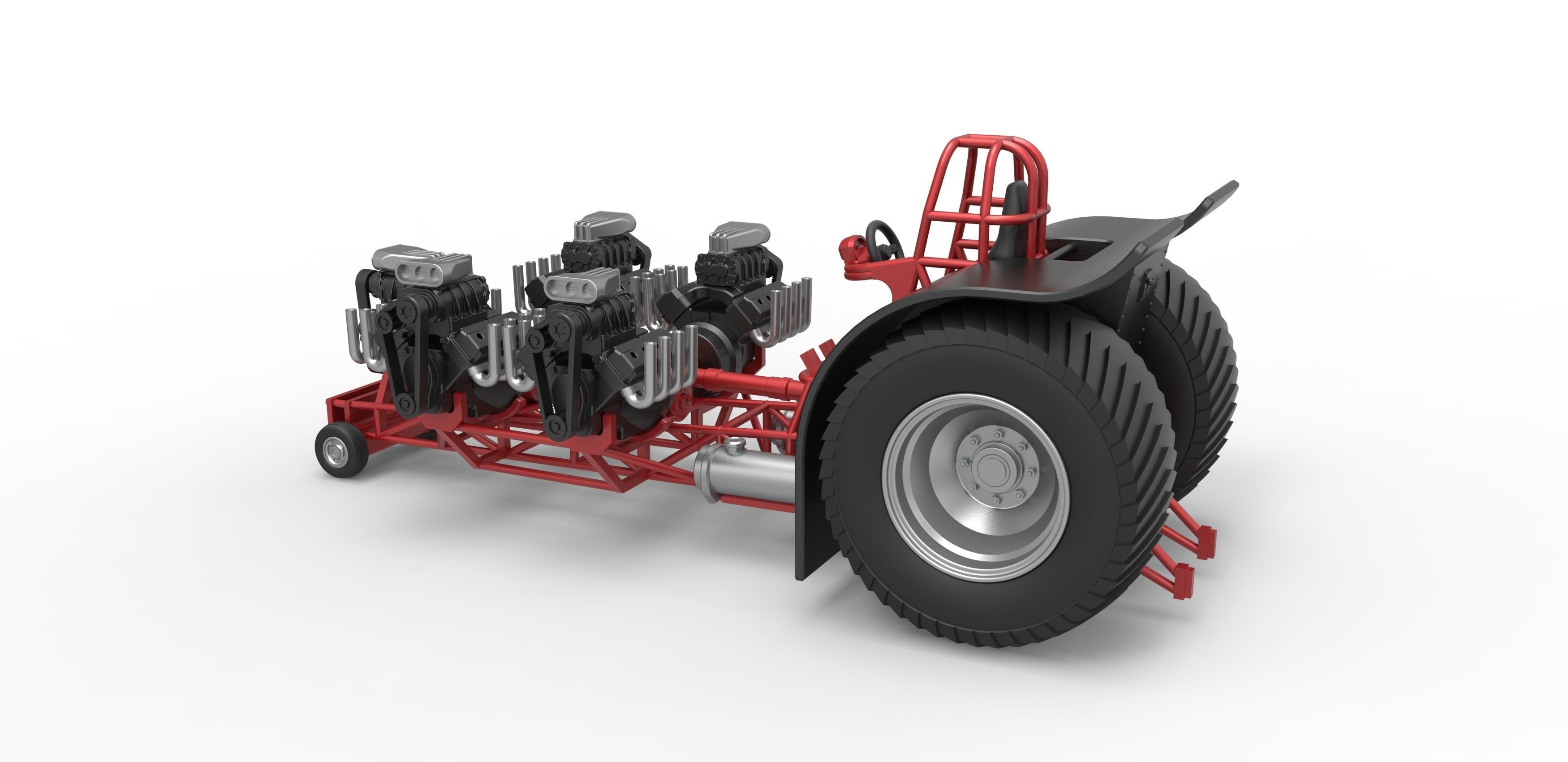 Pulling tractor 5 engines V8 Version 2 Scale 1 to 25 3D print model_11