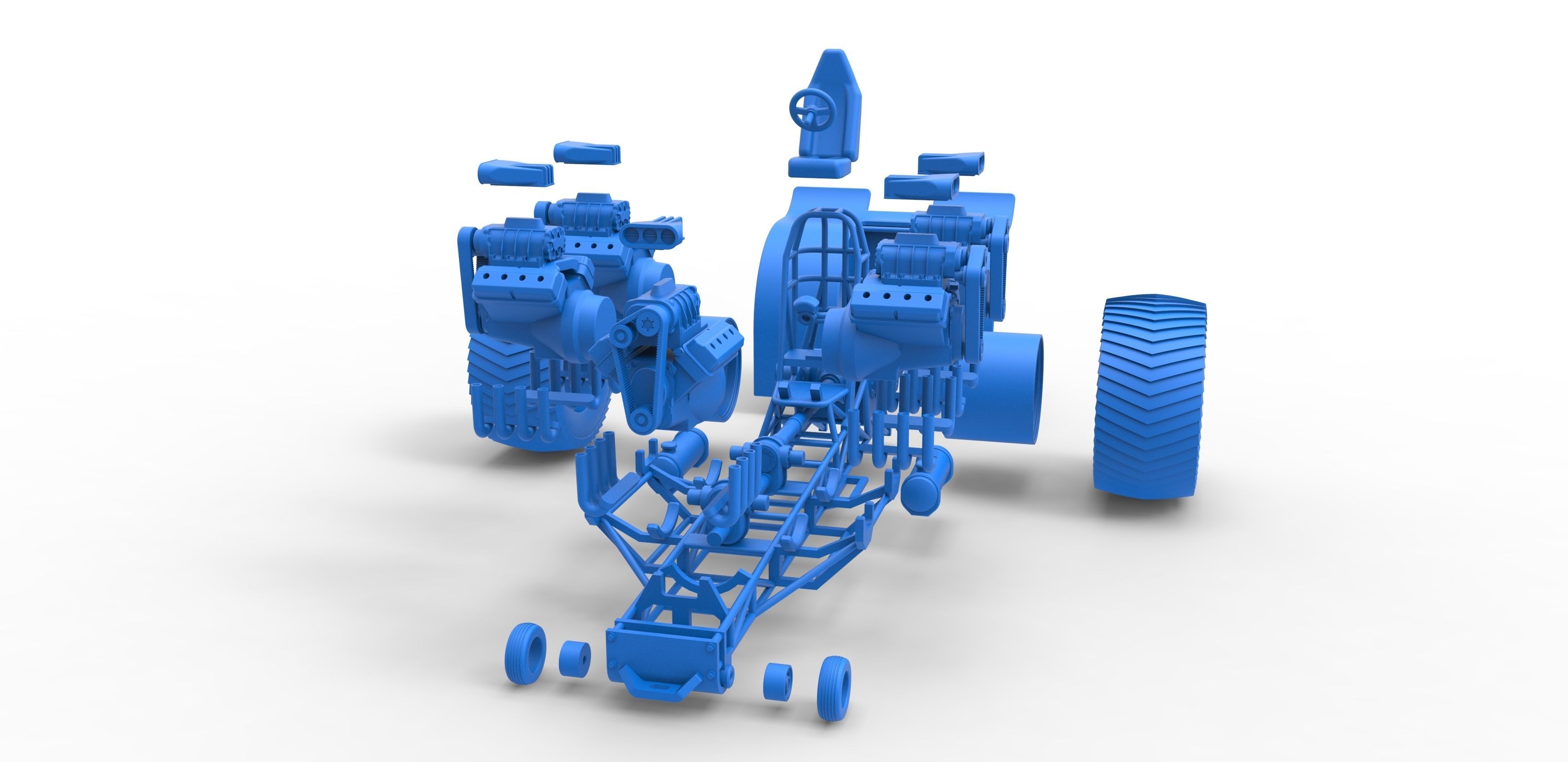 Pulling tractor 5 engines V8 Version 2 Scale 1 to 25 3D print model_31