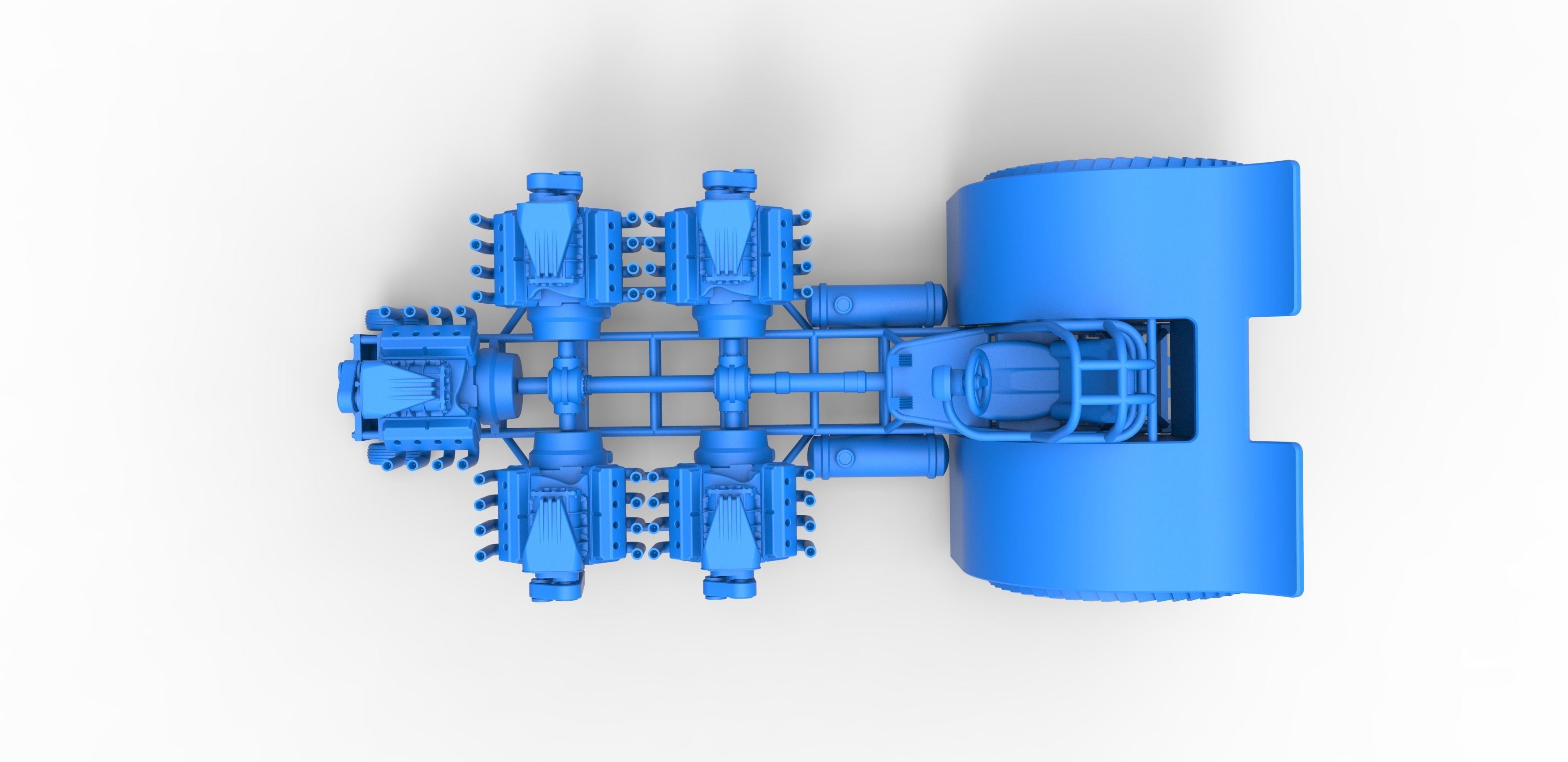 Pulling tractor 5 engines V8 Version 2 Scale 1 to 25 3D print model_24