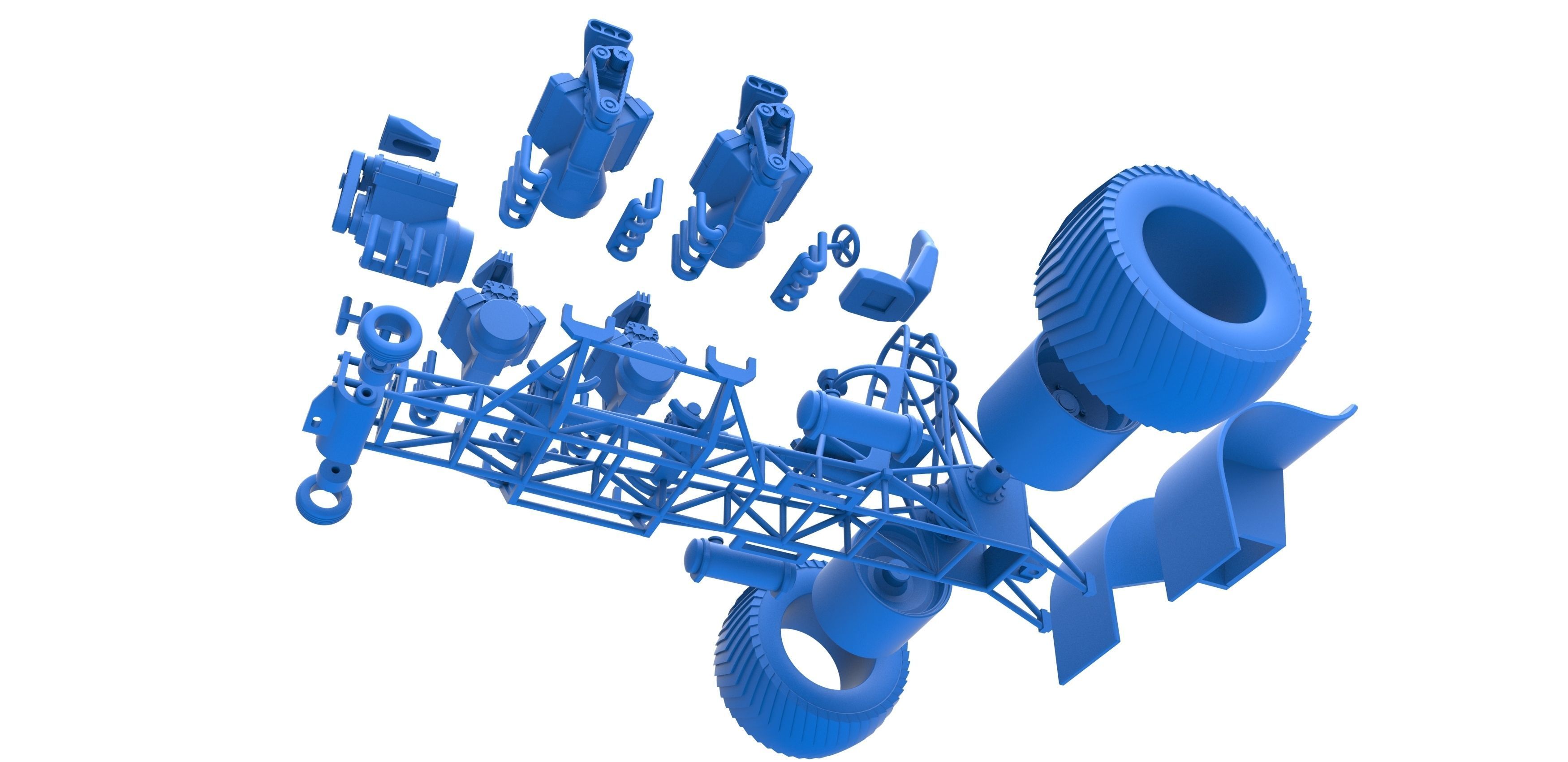 Pulling tractor 5 engines V8 Version 2 Scale 1 to 25 3D print model_30