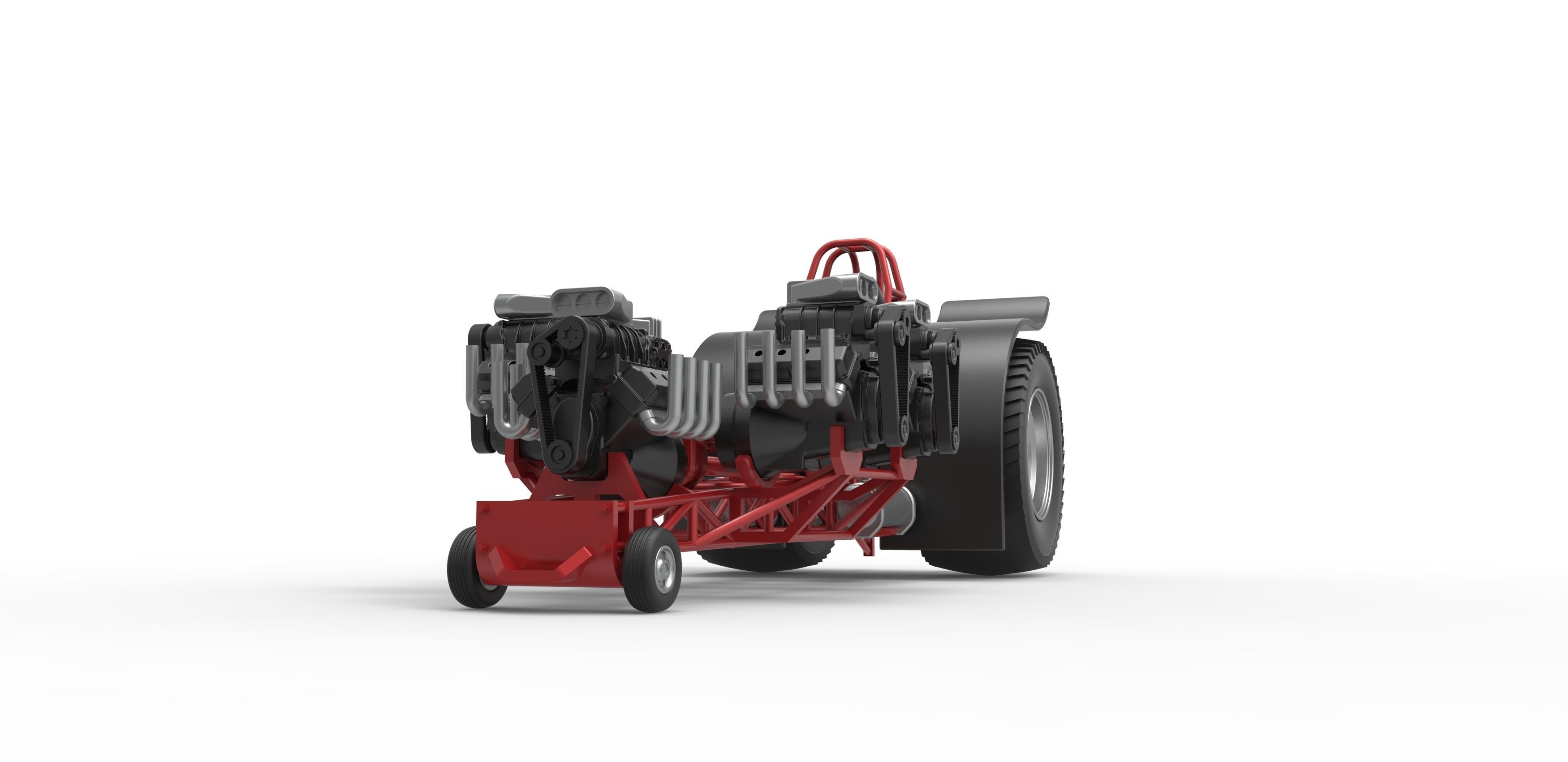 Pulling tractor 5 engines V8 Version 2 Scale 1 to 25 3D print model_5