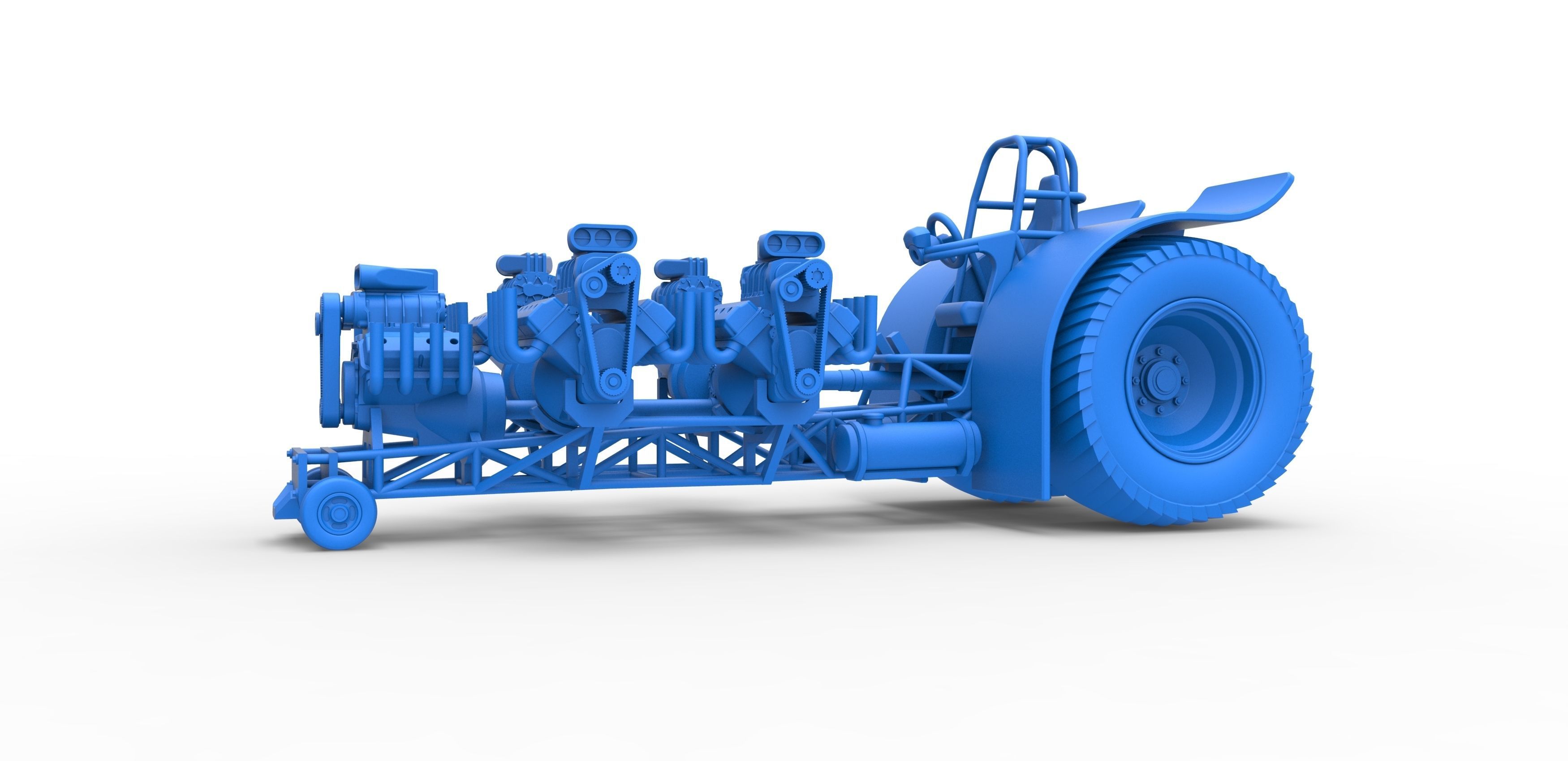 Pulling tractor 5 engines V8 Version 2 Scale 1 to 25 3D print model_16