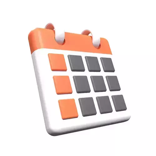 orange calendar icon Low-poly 3D model
