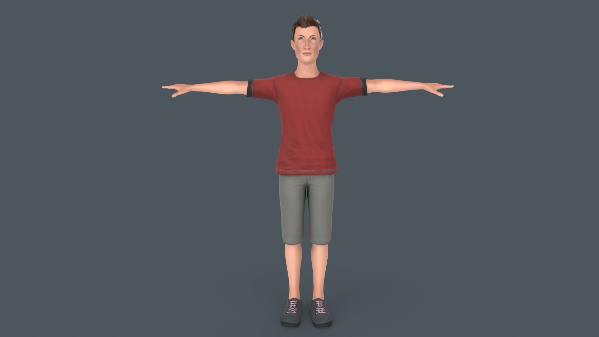 Tall Young Boy Low-poly 3D model_6