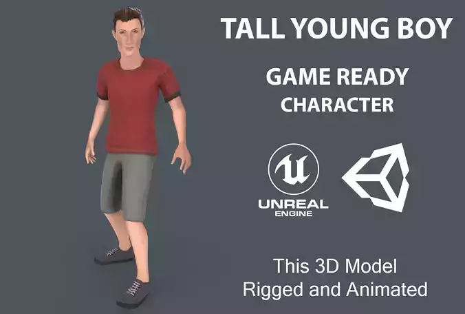 Tall Young Boy Low-poly 3D model