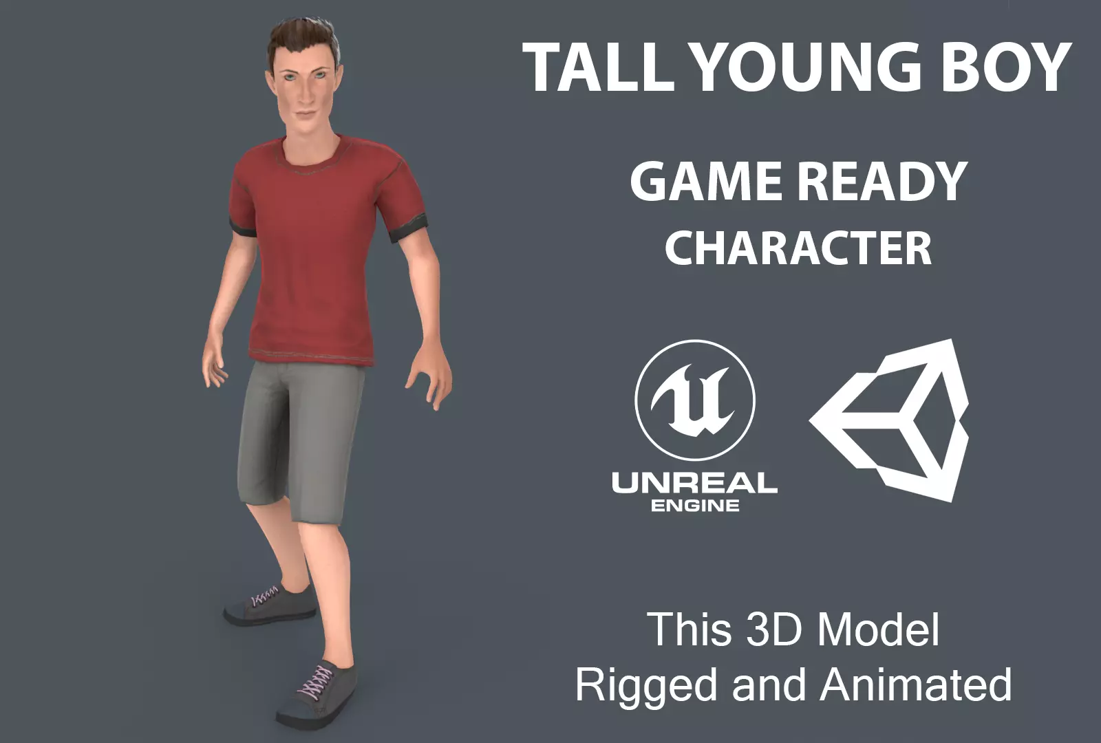 Tall Young Boy Low-poly 3D model_0