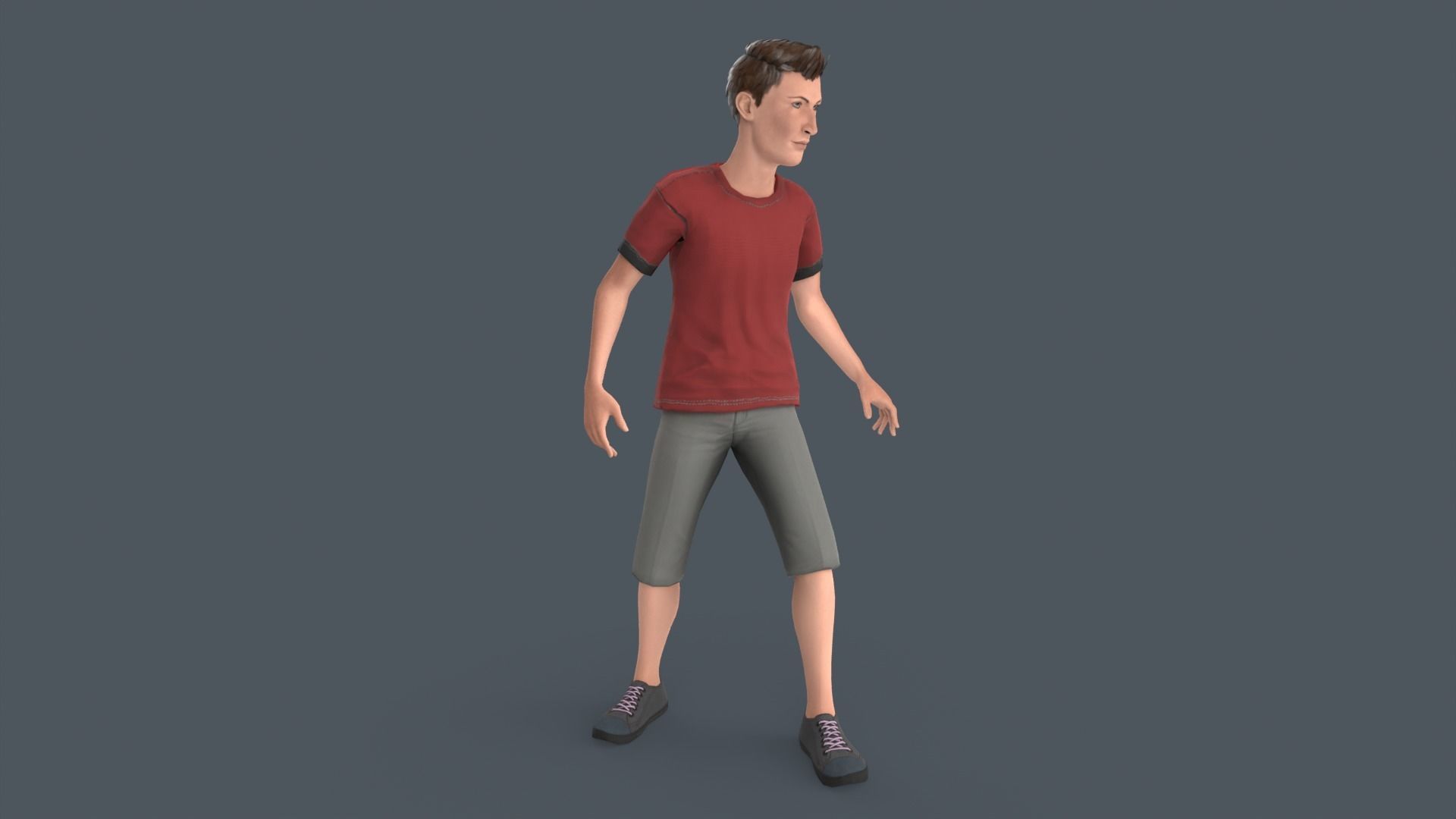 Tall Young Boy Low-poly 3D model_2