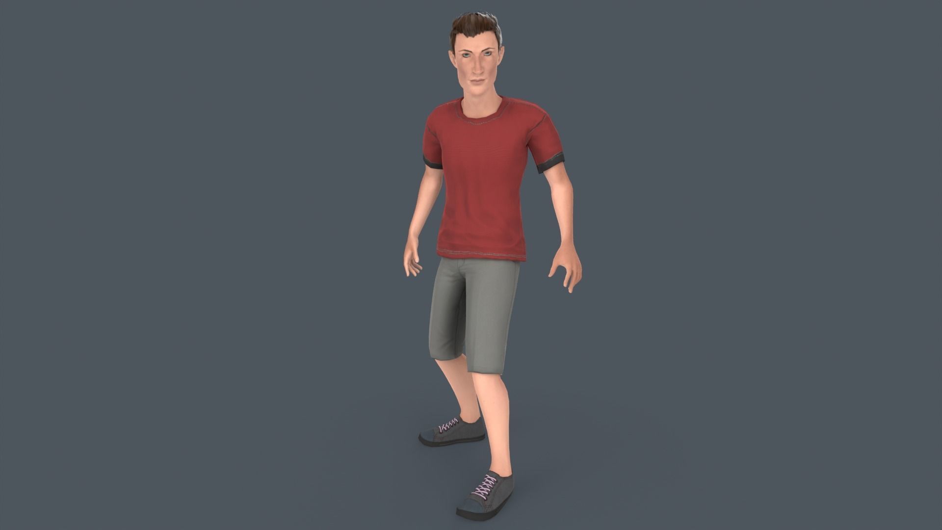 Tall Young Boy Low-poly 3D model_1