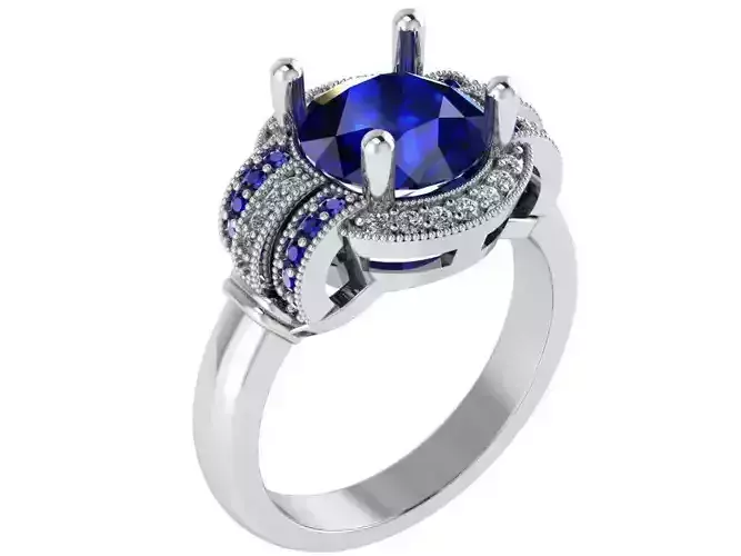 Round Halo Sapphire Ring 1503