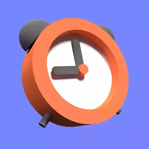 orange coloured clock Low-poly 3D model