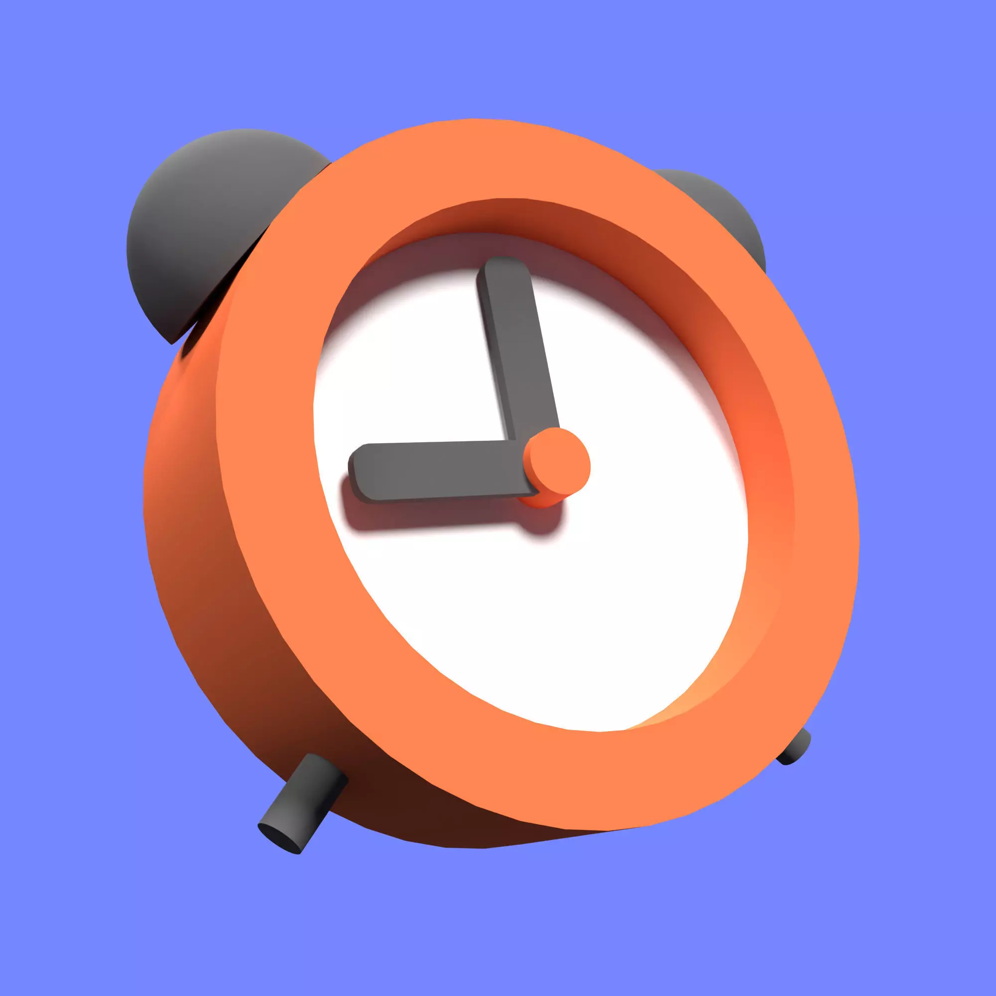 orange coloured clock Low-poly 3D model_0
