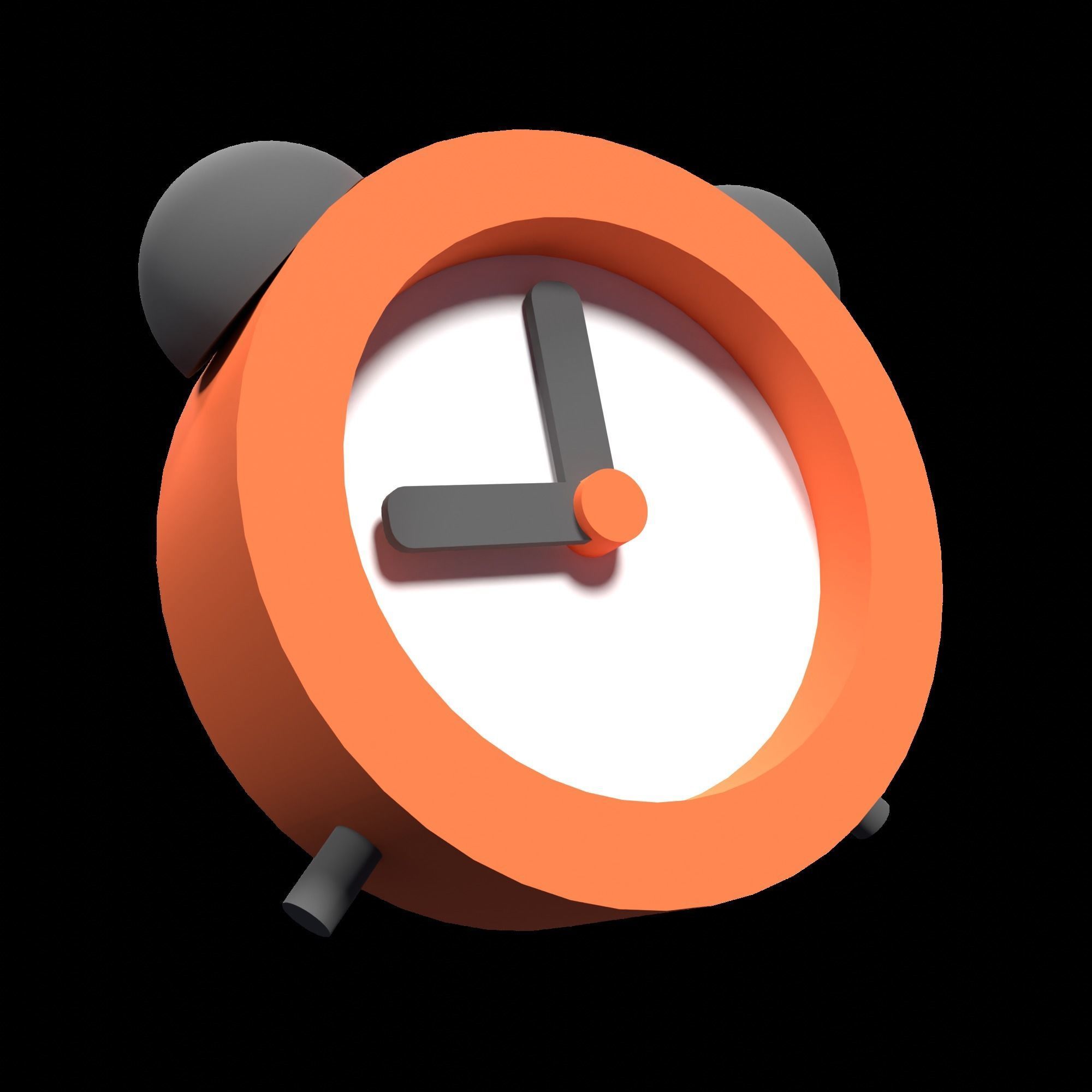 orange coloured clock Low-poly 3D model_2