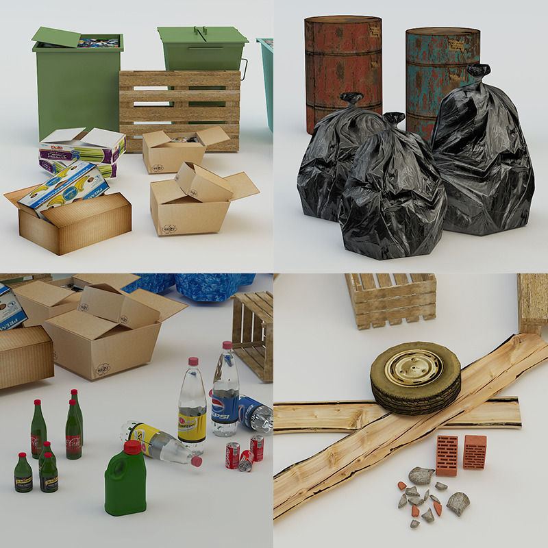 Urban Debris Pack Low-poly 3D model