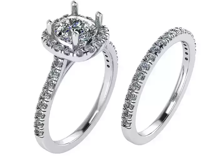 Square Halo Ring With Band 1508