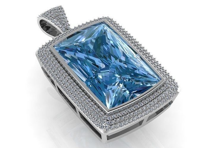3 Row Diamond Cushion Pendant 1513 3D print model
