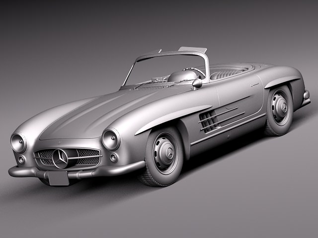 Mercedes-Benz 300SL Roadster 1956 3D model_10