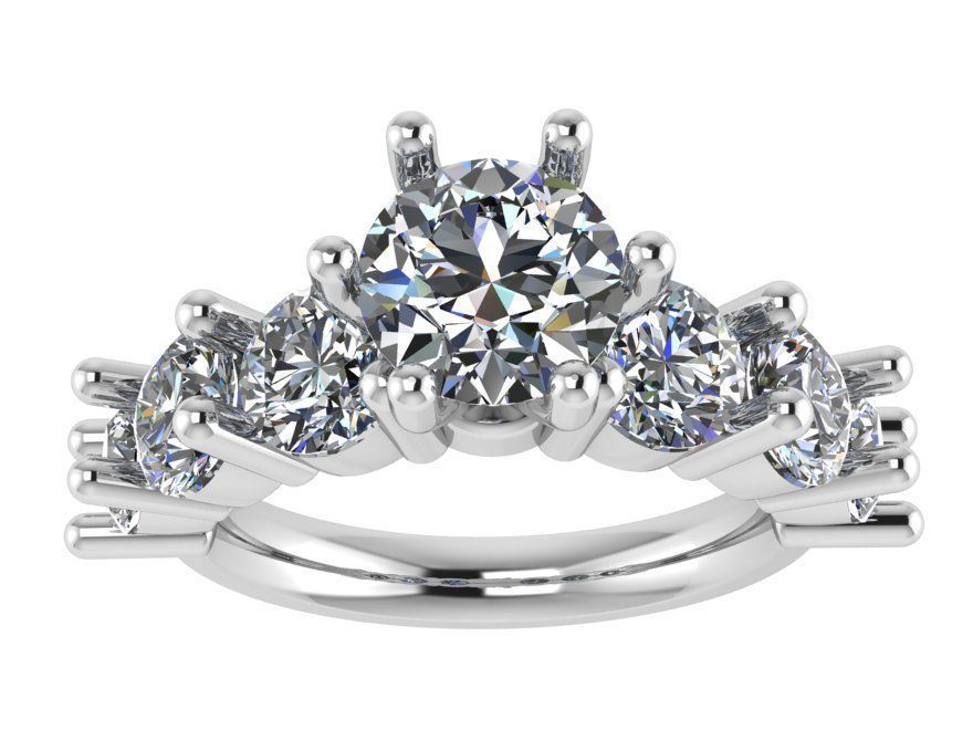 Round Diamond Ring 1523 3D print model_2
