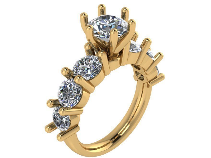 Round Diamond Ring 1523 3D print model_1