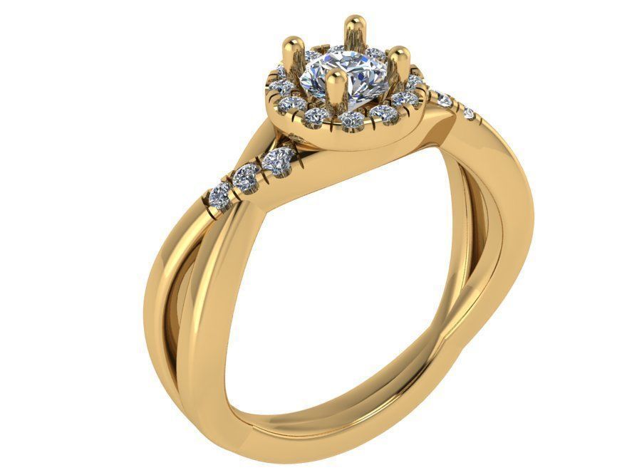 Round Halo Twisted Ring 1527 3D print model_1