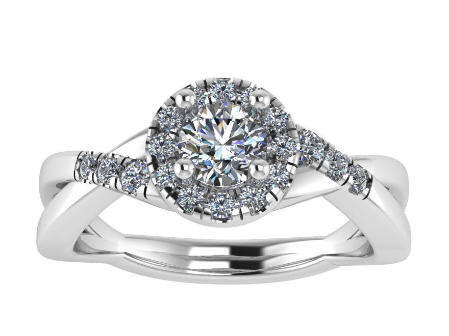 Round Halo Twisted Ring 1527 3D print model_2