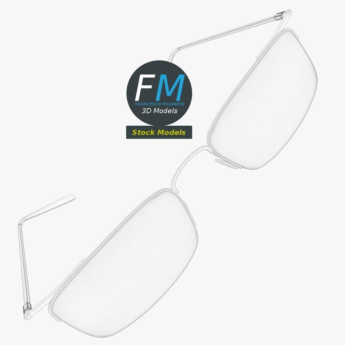 Glasses half rim square 3D model_7