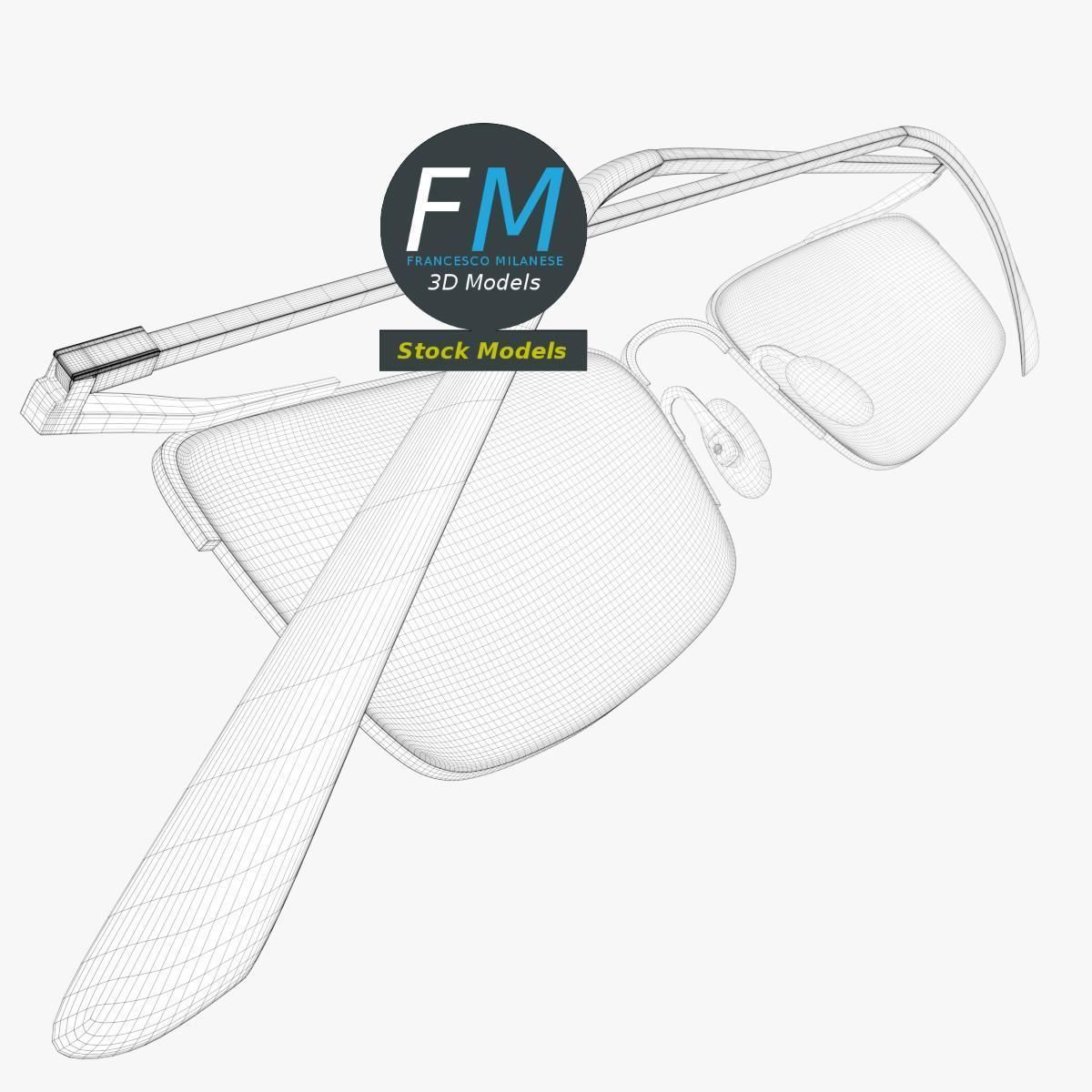 Glasses half rim square 3D model_8