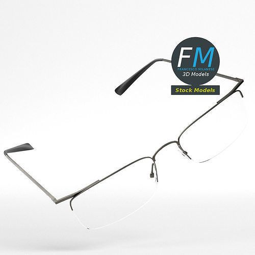 Glasses half rim square 3D model