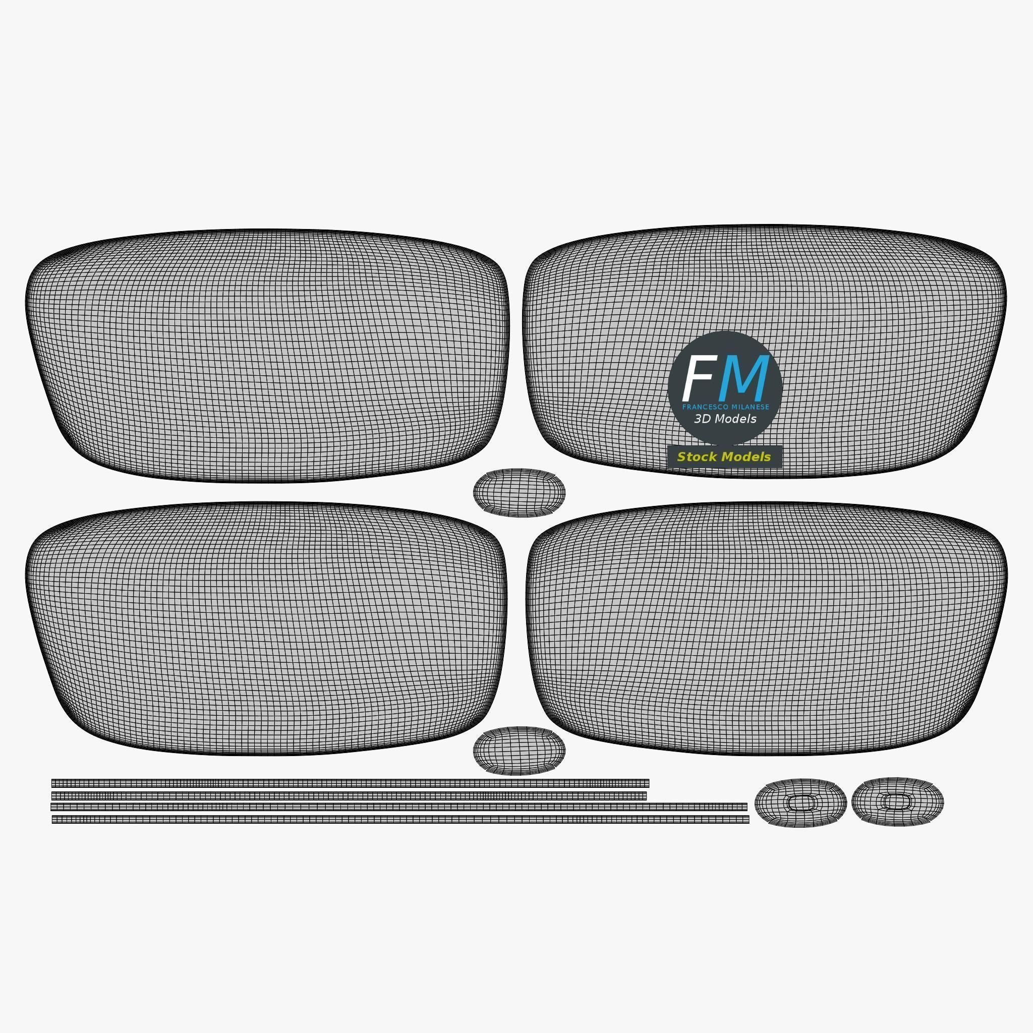 Glasses half rim square 3D model_12