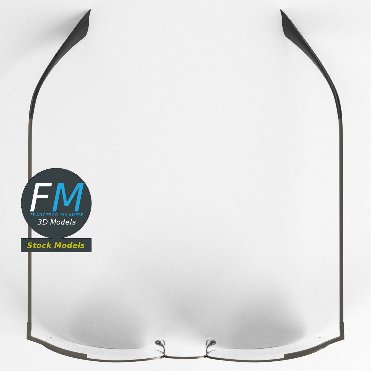 Glasses half rim square 3D model_6