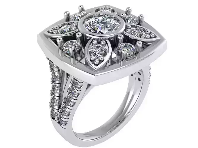 Square Floral Ring 1535