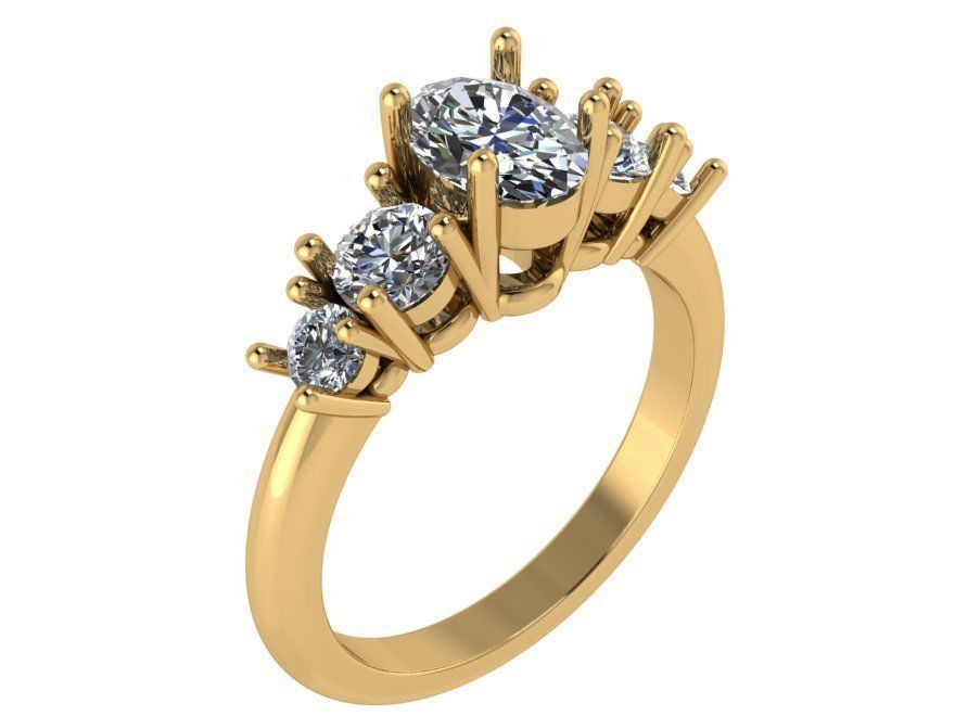 5-Stone Basket Setting Ring 1536 3D print model_1