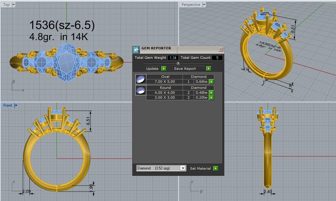 5-Stone Basket Setting Ring 1536 3D print model_4
