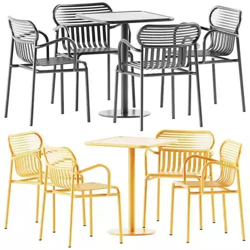 Week-end Table Square and Chair with Armrest by Petite Friture